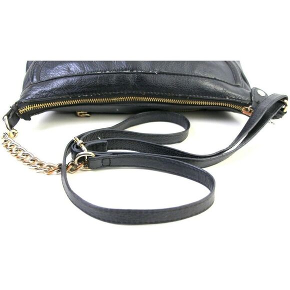 EMMA FOX BLACK GENUINE LEATHER CHAIN STRAP CLUTCH X-BODY SHOULDER BAG HANDBAG - Picture 9 of 12